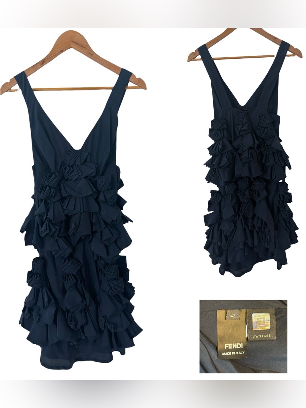 Fendi Navy Ruffle Mini Dress